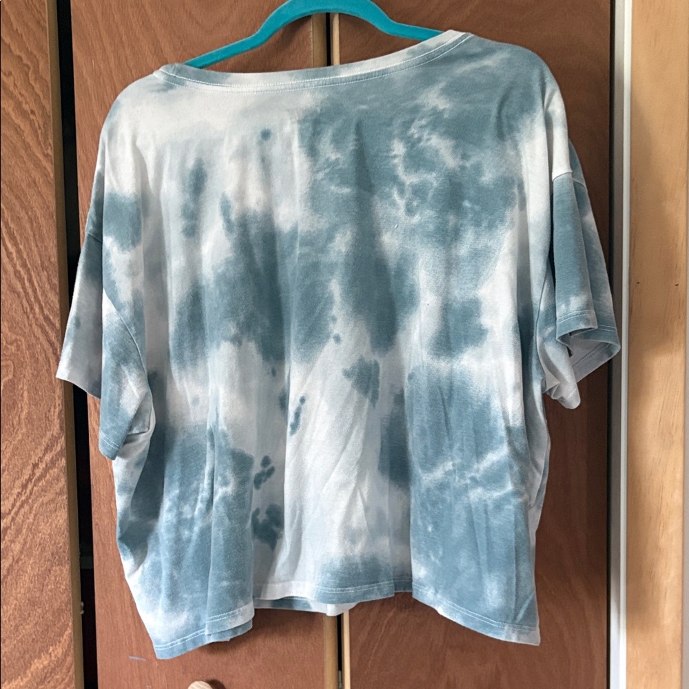 Bowie Graphic Tie-Dye Crop Tee - Blue - Picture 2 of 4